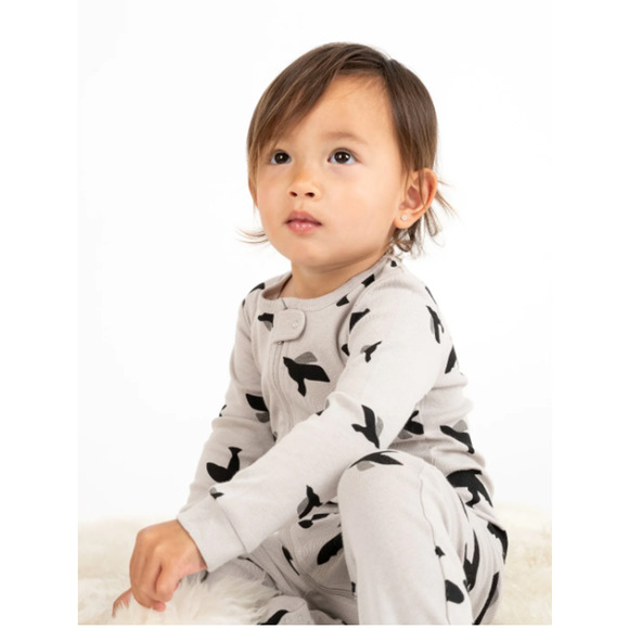 NEW Leveret Infant Baby Long Sleeve Bird Gray Footed Pajamas Size 0-3 Months - Picture 2 of 6